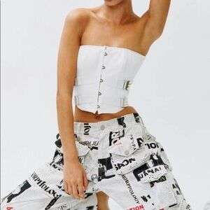 With Jean White Strapless Buckle Corset Top. XS. Worn once.